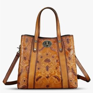 FEIGITOR genuine leather embossed satchel